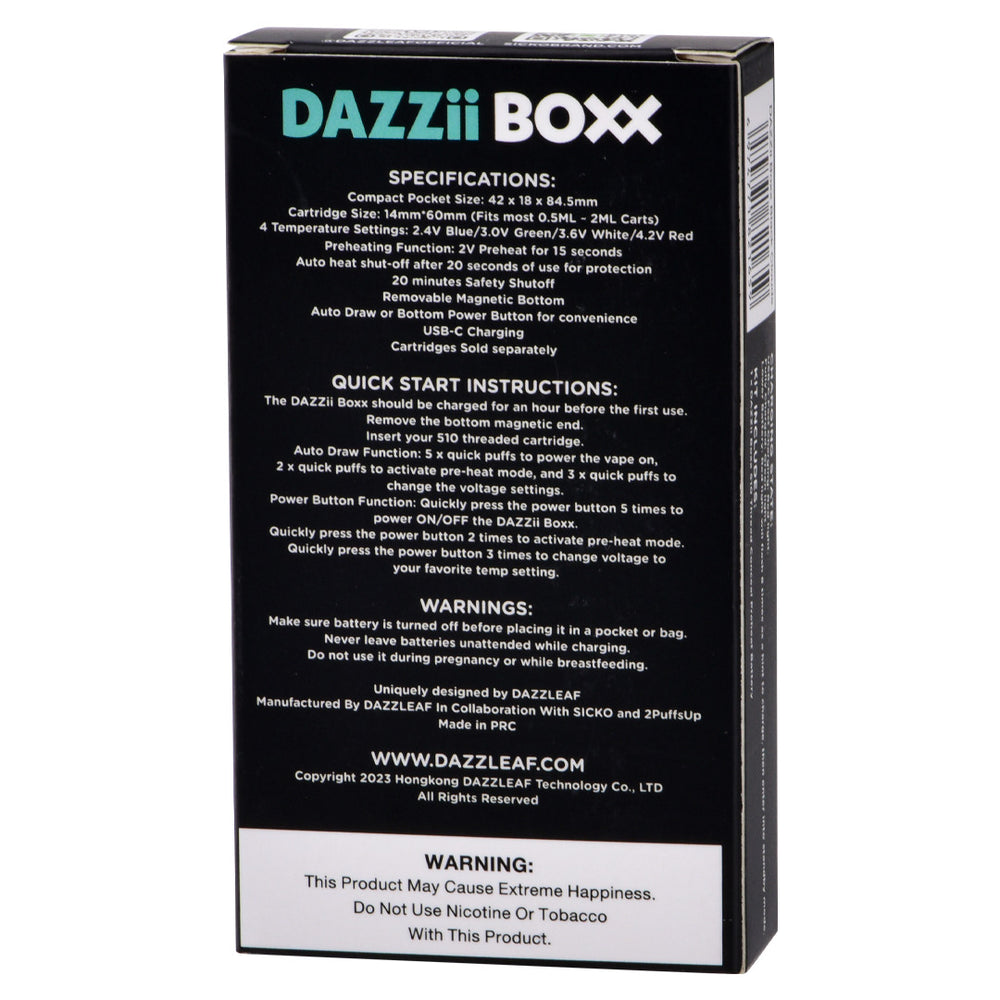 DAZZii BOXX 510 Cartridge Concealable VV 650mAh PreHeat Battery