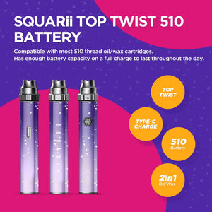SQUARii Top Twist 400mAh VV 510 Thread Battery
